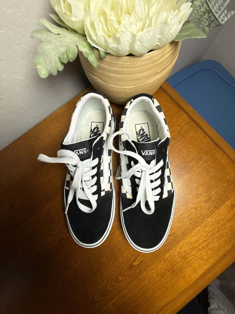 NWOT Vans Old Skool Checkerboard Black White Suede Women's Size 7.5